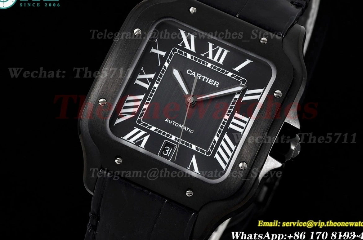 Santos BVF PVD Black Mens 9019 De Cartier XL LE 0418